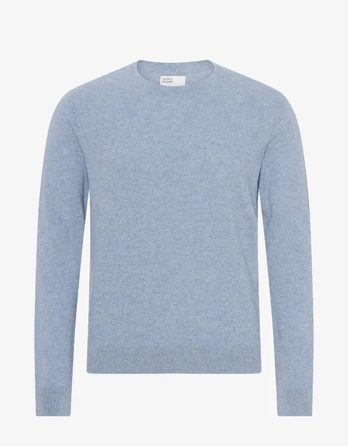 Men Colorfulstandard Light Merino Wool Crew 8211 Polar Blue Knit Sweaters