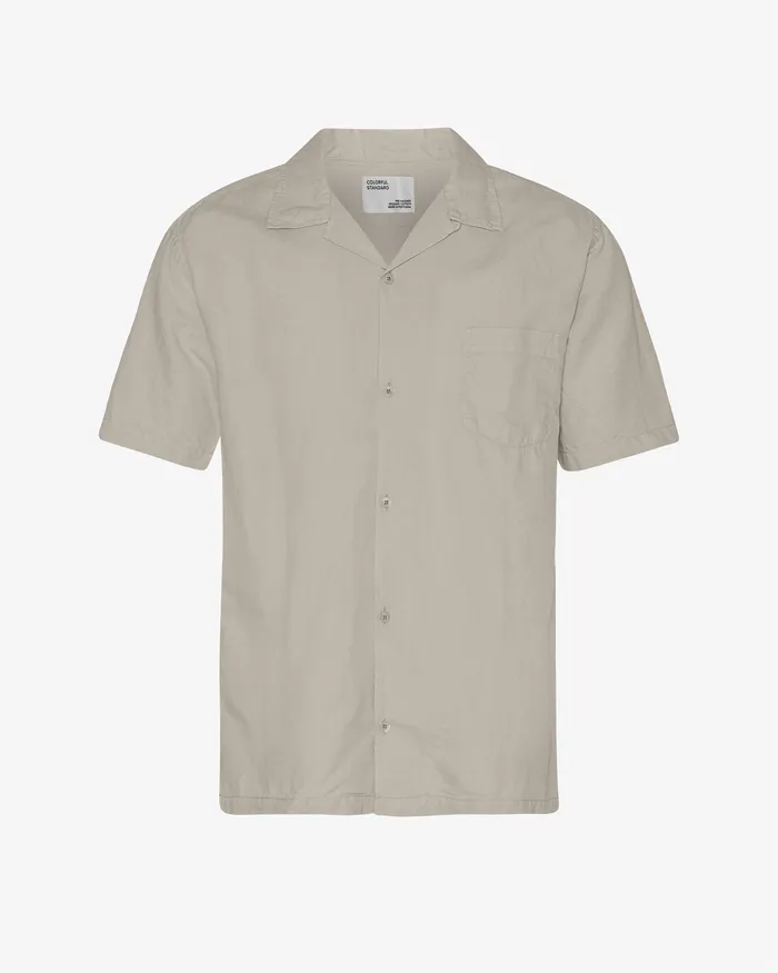 Men Colorfulstandard Linen Short Sleeved Shirt 8211 Oyster Grey Shirts
