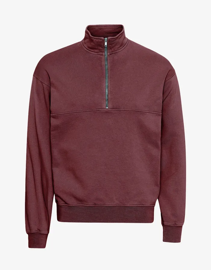 Men Colorfulstandard Organic Quarter Zip 8211 Dusty Plum Quarter Zips