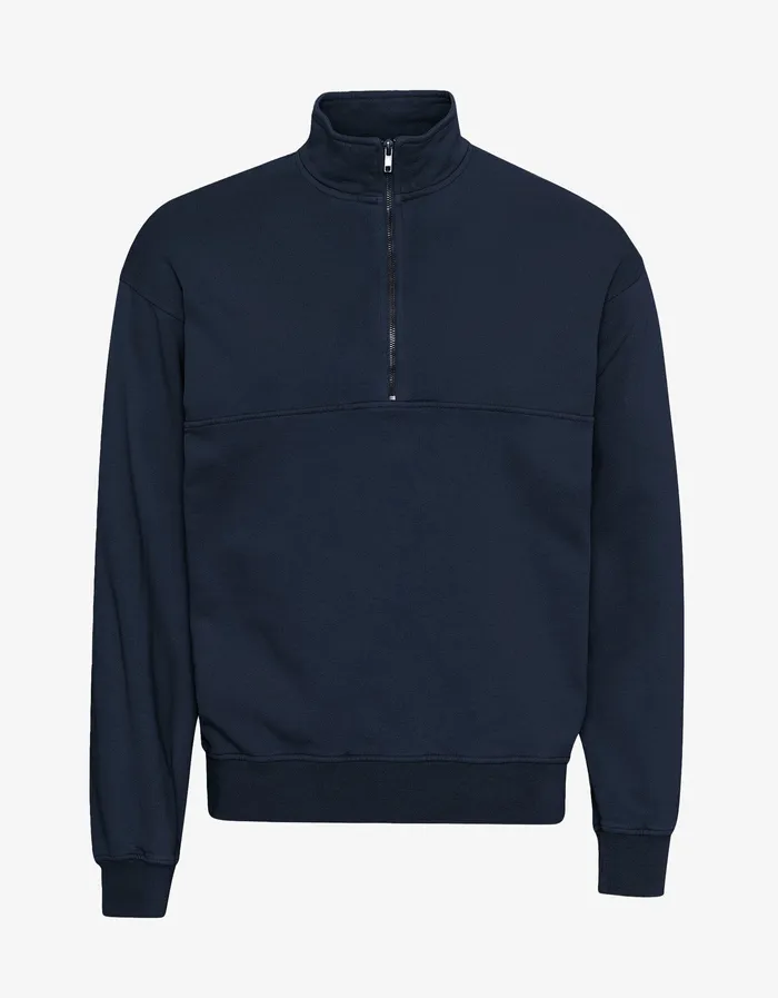 Men Colorfulstandard Organic Quarter Zip 8211 Navy Blue Quarter Zips