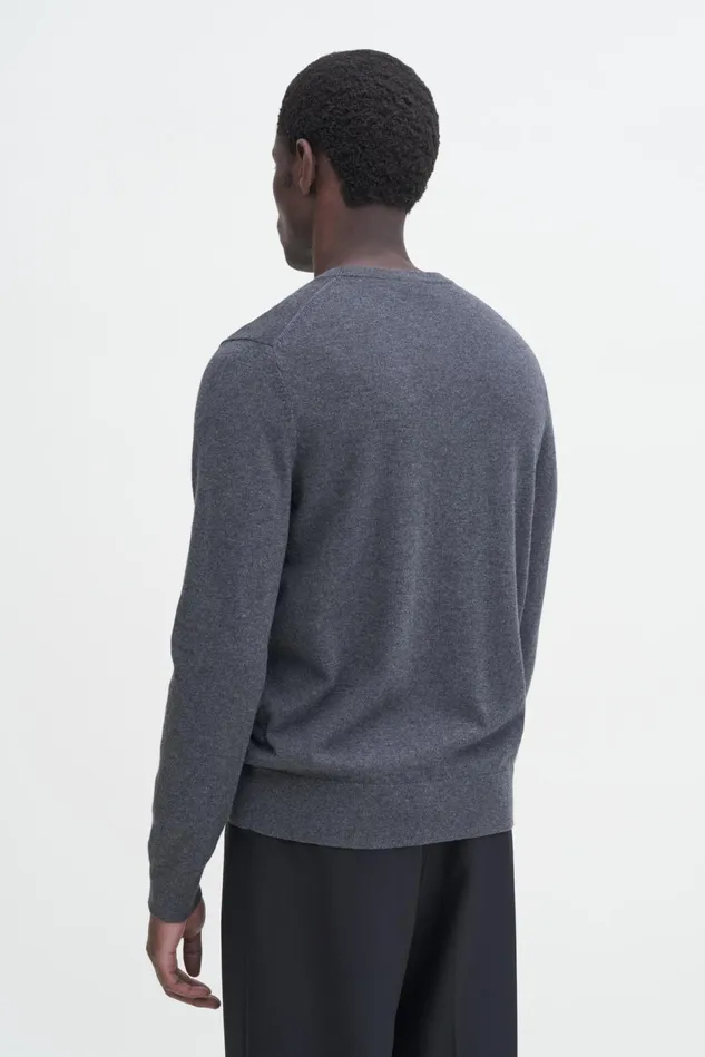 Men Cotton Merino Sweater Dk Grey Mel Filippa K Knitwear
