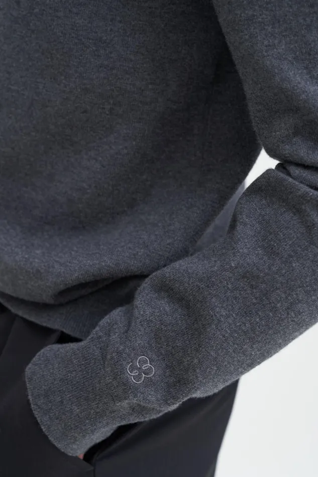 Men Cotton Merino Sweater Dk Grey Mel Filippa K Knitwear