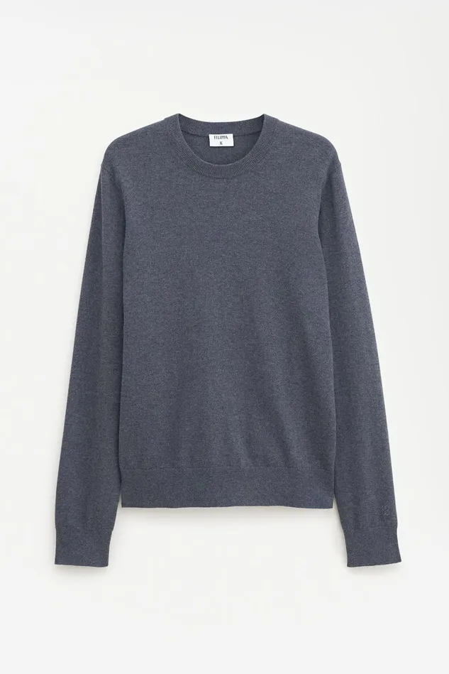 Men Cotton Merino Sweater Dk Grey Mel Filippa K Knitwear