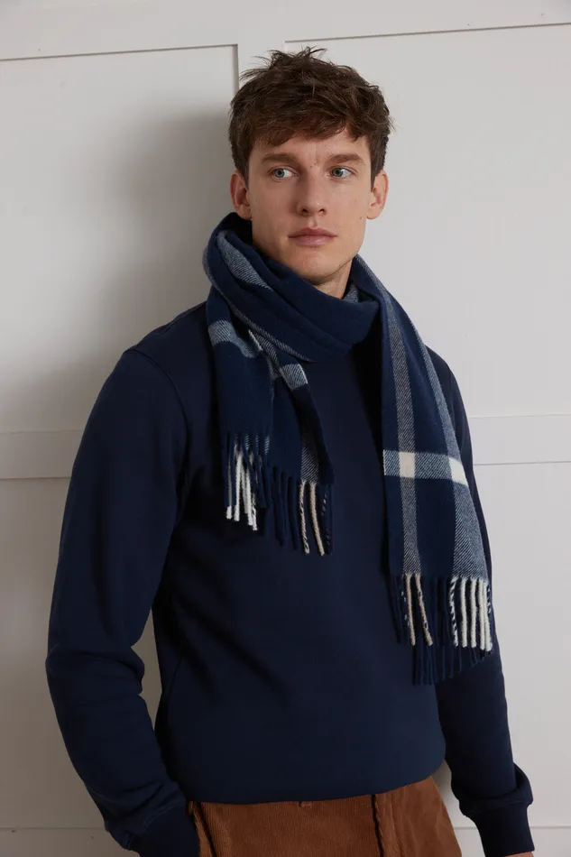 Men Cyrillus Accessories Plain Wool Scarf For Him And For Her Marine