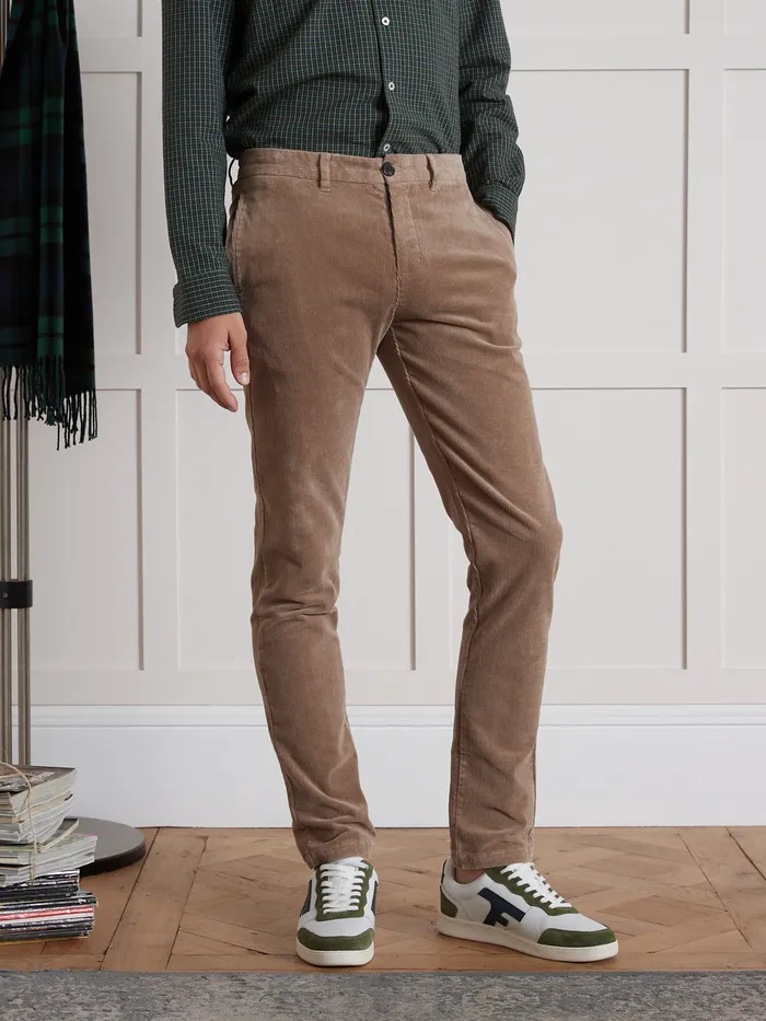 Men Cyrillus Clothing Regular Corduroy Chinos Beige