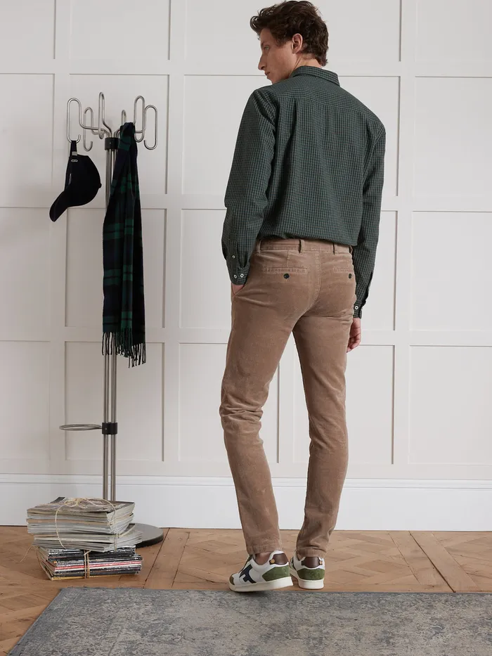Men Cyrillus Clothing Regular Corduroy Chinos Beige