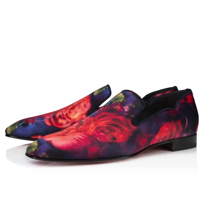 Men Dandy Chick W Loafers 8211 Roses Printed Crepe Satin 8211 Multicolor Christian Louboutin Loafers and Moccasins