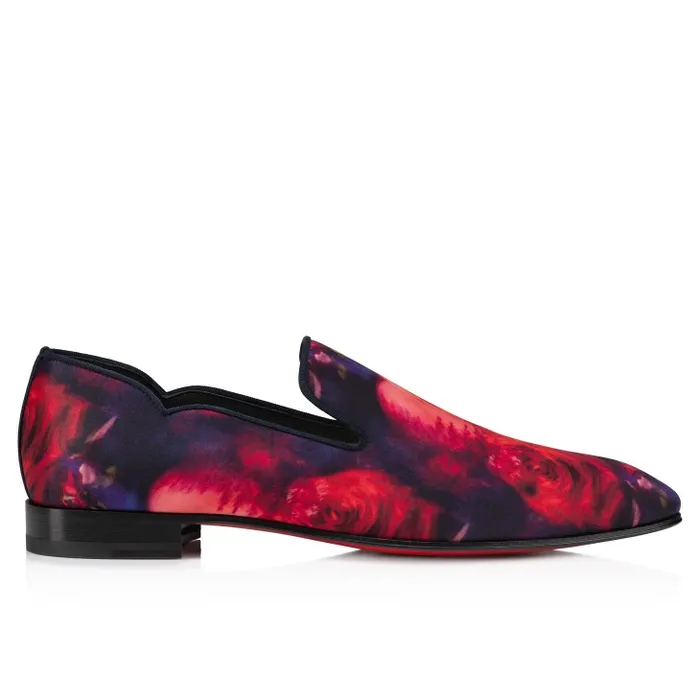 Men Dandy Chick W Loafers 8211 Roses Printed Crepe Satin 8211 Multicolor Christian Louboutin Loafers and Moccasins