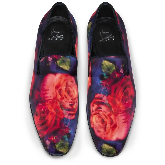 Men Dandy Chick W Loafers 8211 Roses Printed Crepe Satin 8211 Multicolor Christian Louboutin Loafers and Moccasins