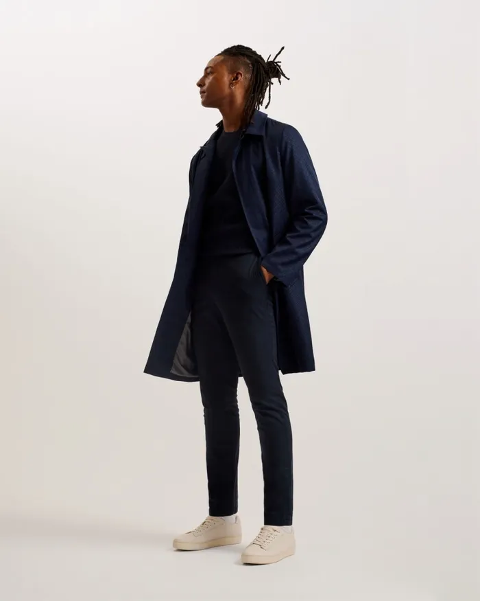 Men DOVDALE 8211 T Print Mid Length Mac Navy Ted Baker Coats and Jackets Men DOVDALE 8211 T Print Mid Length Mac Navy Ted Baker Coats and Jackets