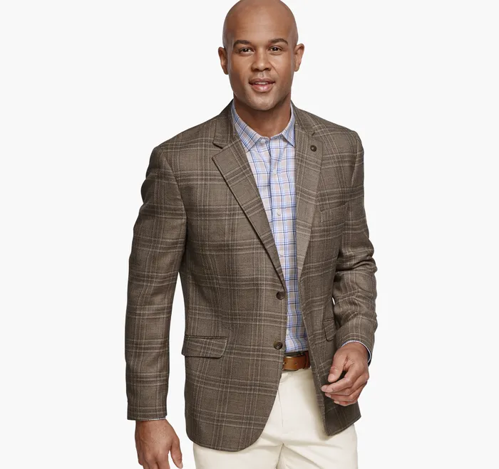 Men Dress Plaid Blazer Brown Plaid Blazers Johnston and Murphy