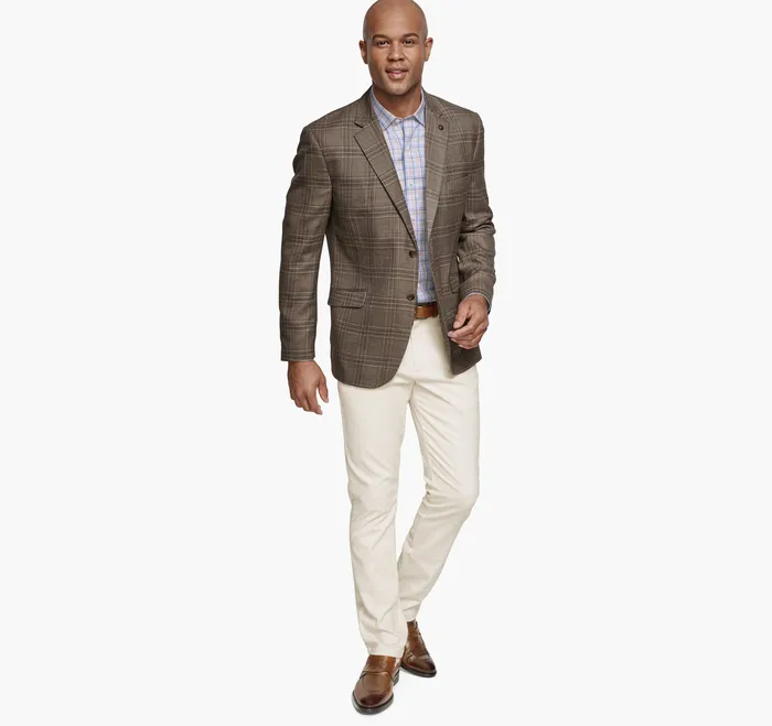 Men Dress Plaid Blazer Brown Plaid Blazers Johnston and Murphy