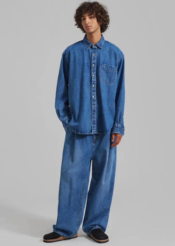 Men Drew Denim Pants 8211 Medium Wash The Frankie Shop Bottoms