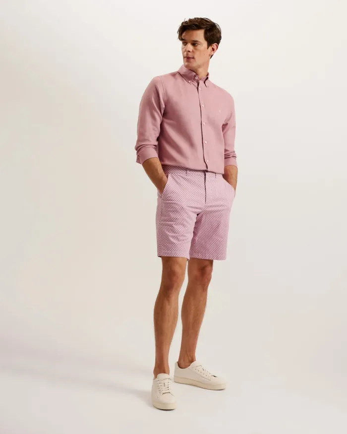 Men DULWICK 8211 Geometric Print Chino Shorts Medium Pink Ted Baker Shorts