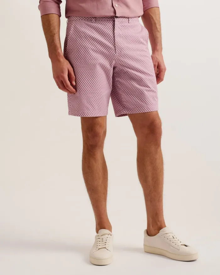 Men DULWICK 8211 Geometric Print Chino Shorts Medium Pink Ted Baker Shorts