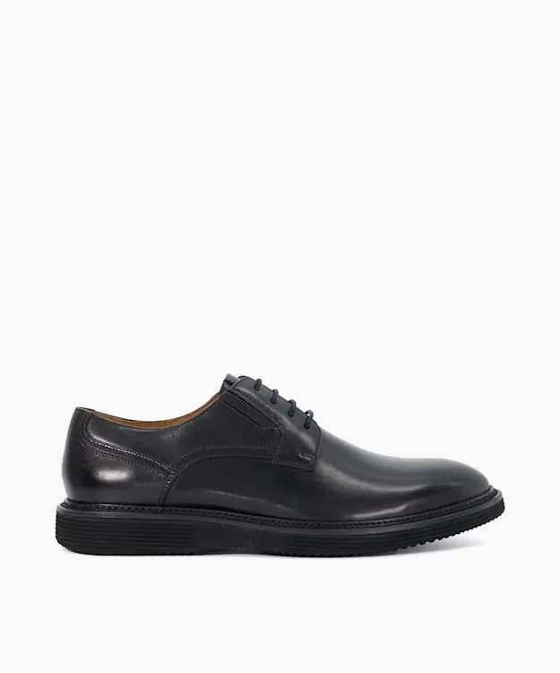 Men Dune London Black Shoes Rubber Sole Lace Up Derby Black