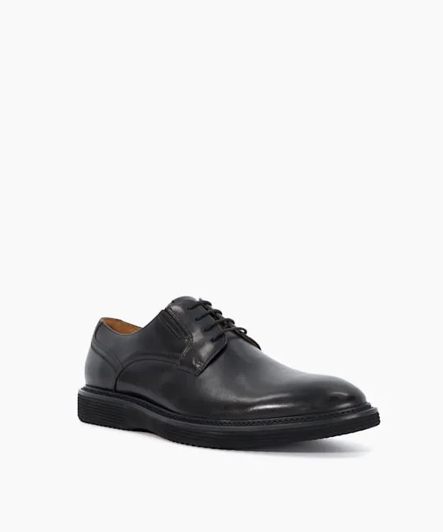 Men Dune London Black Shoes Rubber Sole Lace Up Derby Black
