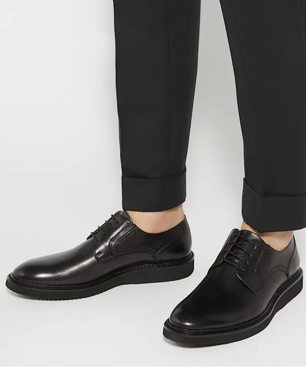 Men Dune London Black Shoes Rubber Sole Lace Up Derby Black