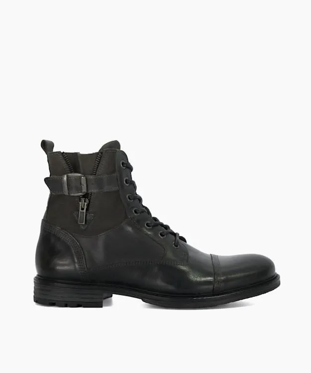 Men Dune London Casual Boots Casual Buckle Detail Ankle Boots Grey