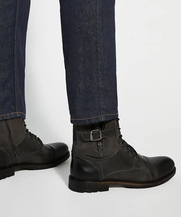 Men Dune London Casual Boots Casual Buckle Detail Ankle Boots Grey