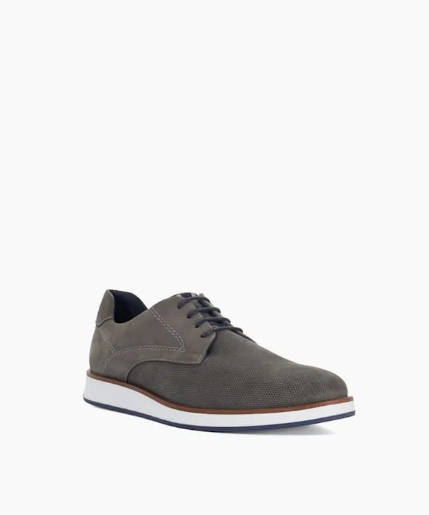 Men Dune London Casual Shoes Perforated Gibson Shoes Grey