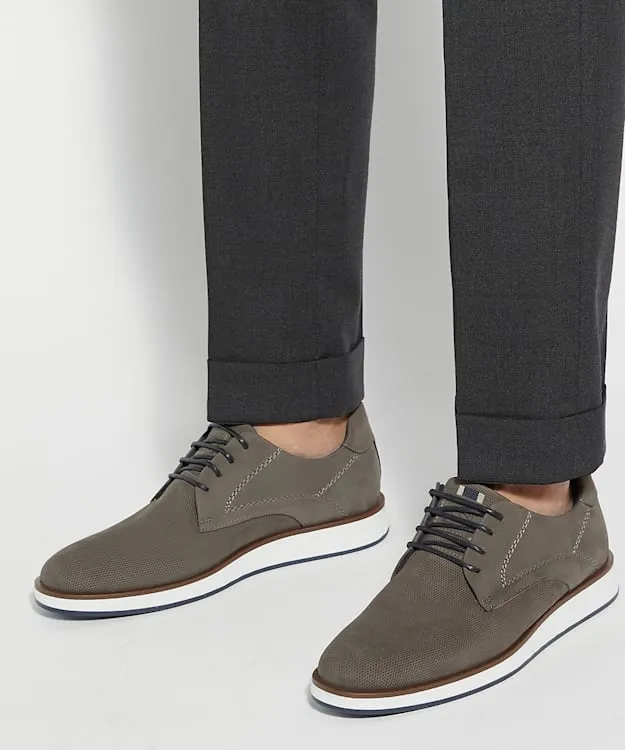 Men Dune London Casual Shoes Perforated Gibson Shoes Grey