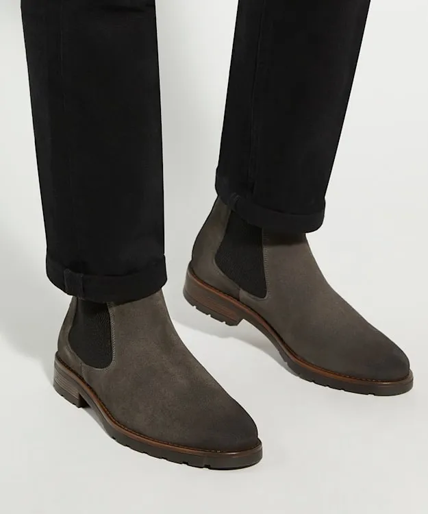 Men Dune London Chelsea Boots Brushed Suede Chelsea Boots Grey