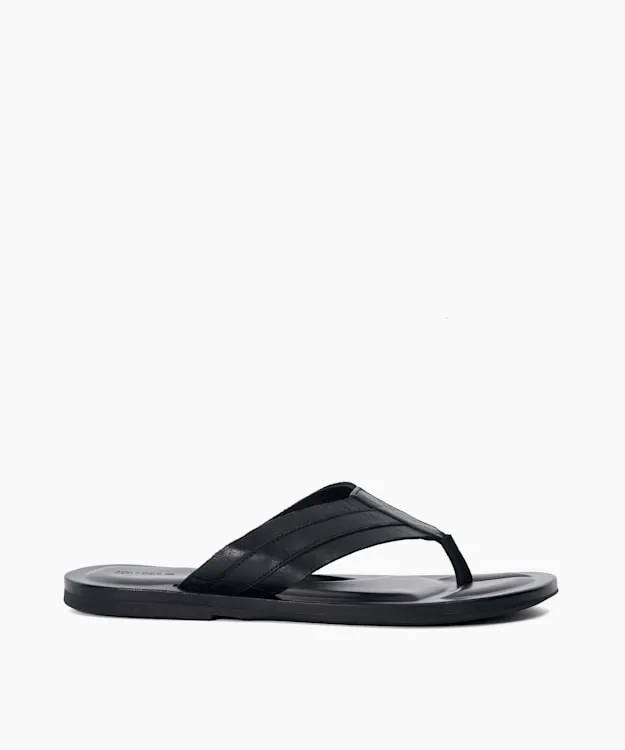 Men Dune London Leather Sandals Leather Toe Post Sandals Black