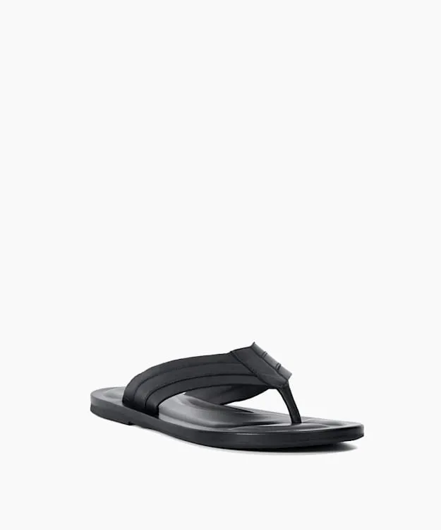 Men Dune London Leather Sandals Leather Toe Post Sandals Black