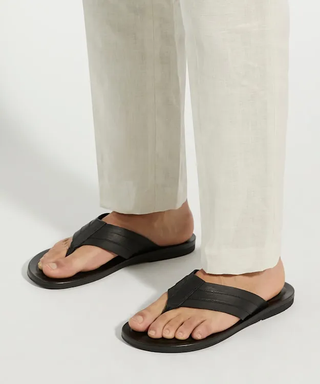 Men Dune London Leather Sandals Leather Toe Post Sandals Black