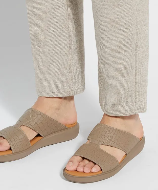 Men Dune London Leather Sandals Slip On Wedge Heel Sandals Neutral