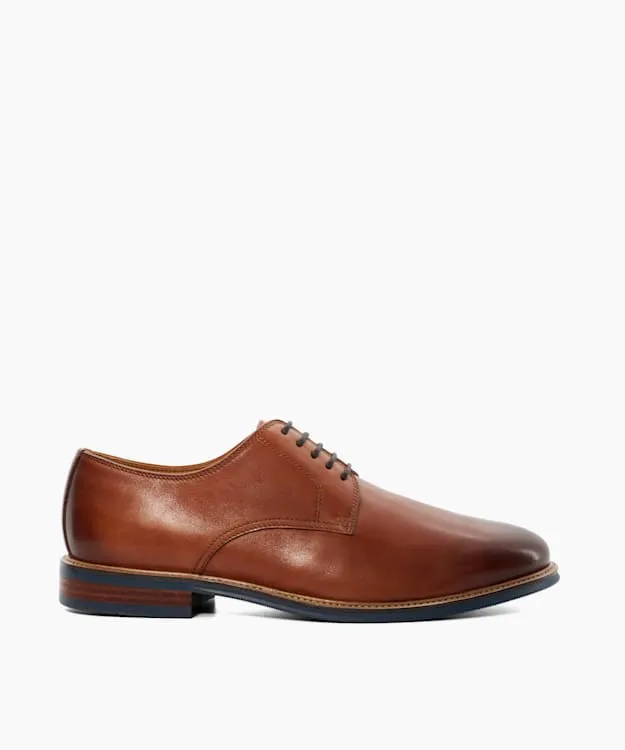 Men Dune London Smart Shoes Natural Wood Sole Gibson Shoes Brown