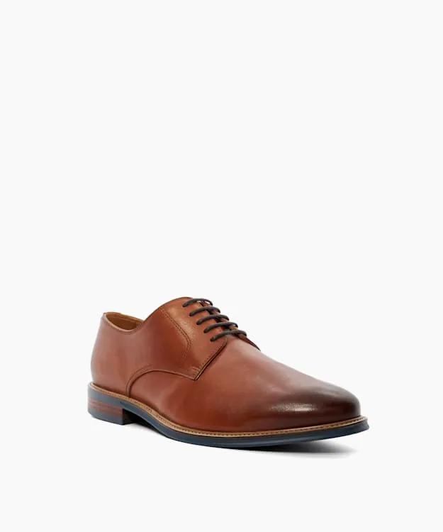 Men Dune London Smart Shoes Natural Wood Sole Gibson Shoes Brown