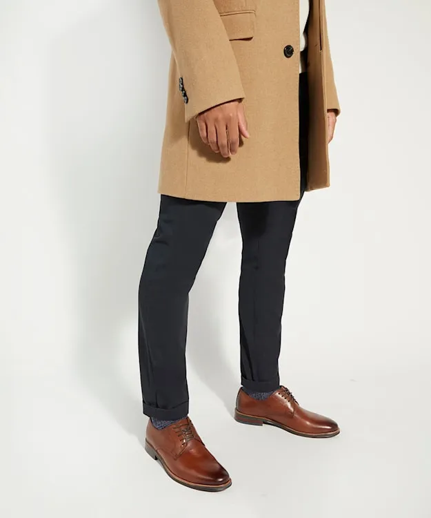 Men Dune London Smart Shoes Natural Wood Sole Gibson Shoes Brown