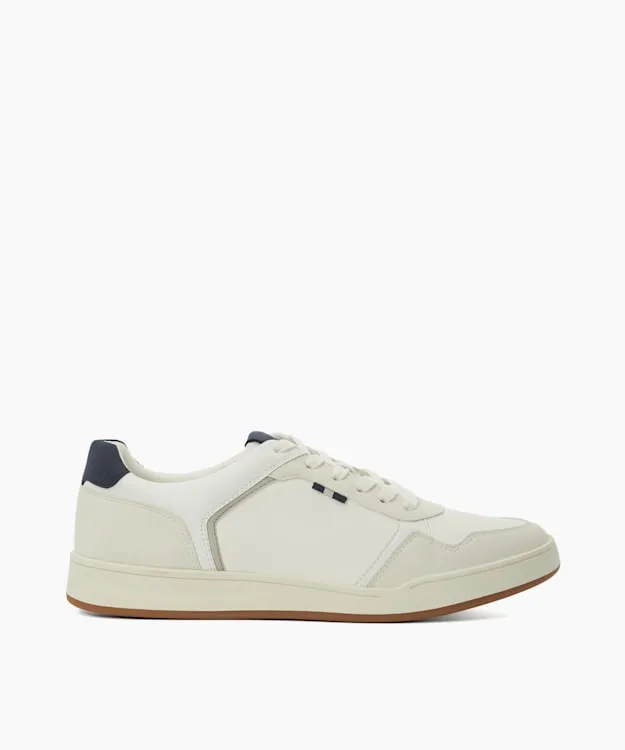 Men Dune London Trainers Stitch Detail Lace Up Trainers White