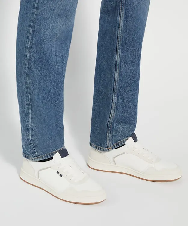 Men Dune London Trainers Stitch Detail Lace Up Trainers White