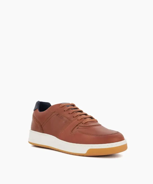 Men Dune London Trainers Sustainable Leather LaceUp Trainers Brown