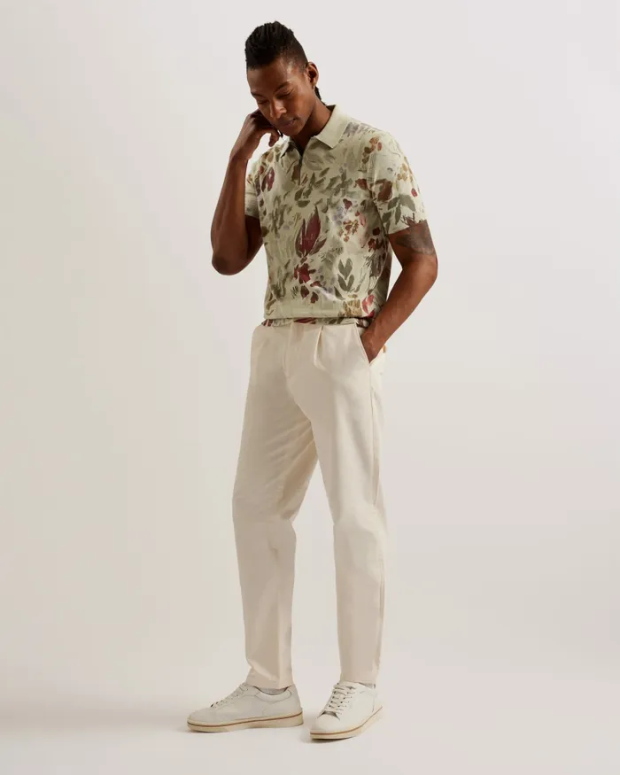 Men ELSDE 8211 Regular Fit Printed Zip Polo Shirt Multicoloured Ted Baker Jumpers and Knitwear Men ELSDE 8211 Regular Fit Printed Zip Polo Shirt Multicoloured Ted Baker Jumpers and Knitwear