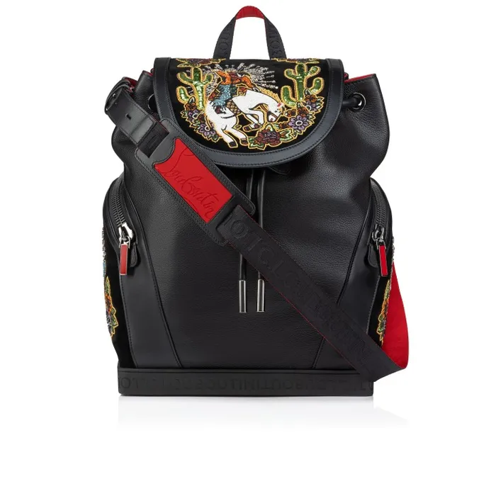 Men Explorafunk Backpack 8211 Calf Leather Giddy Embroidered 8211 Black Christian Louboutin Crossbody Bags