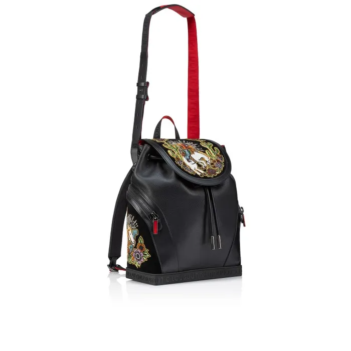 Men Explorafunk Backpack 8211 Calf Leather Giddy Embroidered 8211 Black Christian Louboutin Crossbody Bags