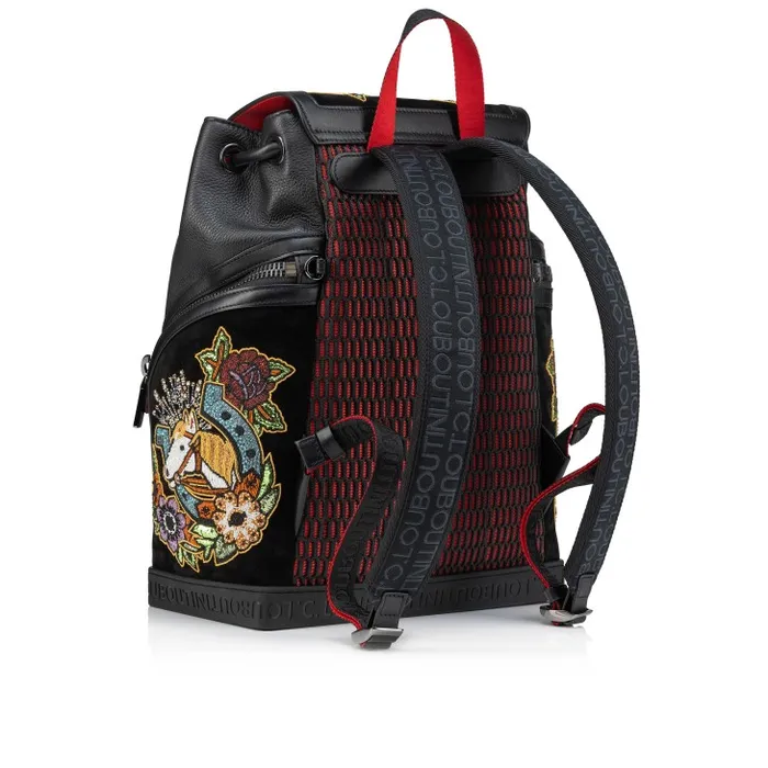 Men Explorafunk Backpack 8211 Calf Leather Giddy Embroidered 8211 Black Christian Louboutin Crossbody Bags