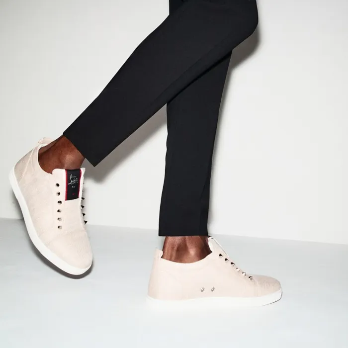 Men FAV Fique A Vontade Slipon Sneakers 8211 Country Linen 8211 Albatre Christian Louboutin Sneakers