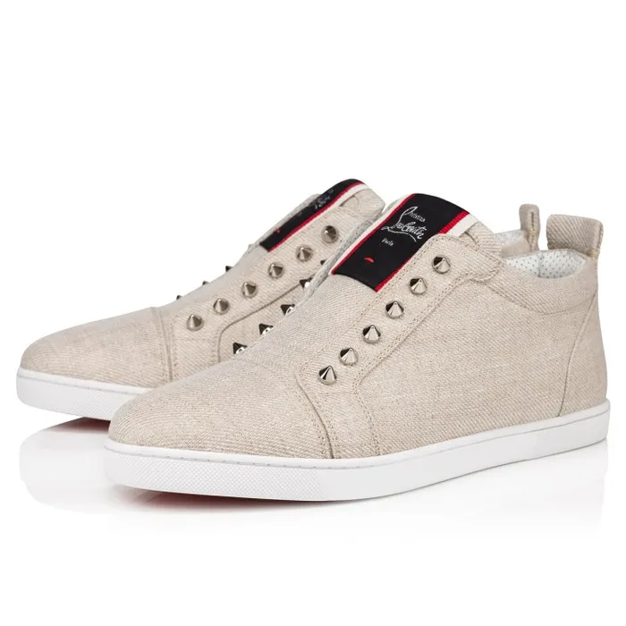 Men FAV Fique A Vontade Slipon Sneakers 8211 Country Linen 8211 Albatre Christian Louboutin Sneakers