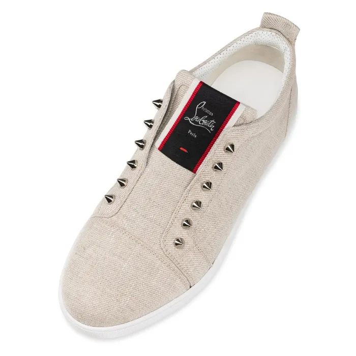 Men FAV Fique A Vontade Slipon Sneakers 8211 Country Linen 8211 Albatre Christian Louboutin Sneakers