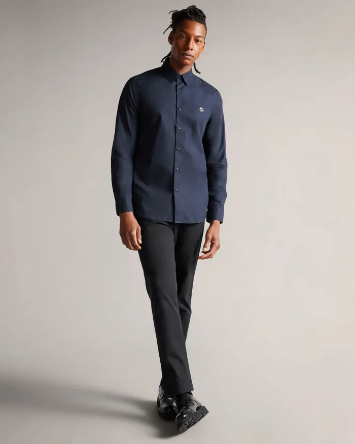 Men FONIK 8211 Poplin Shirt Navy Ted Baker Shirts