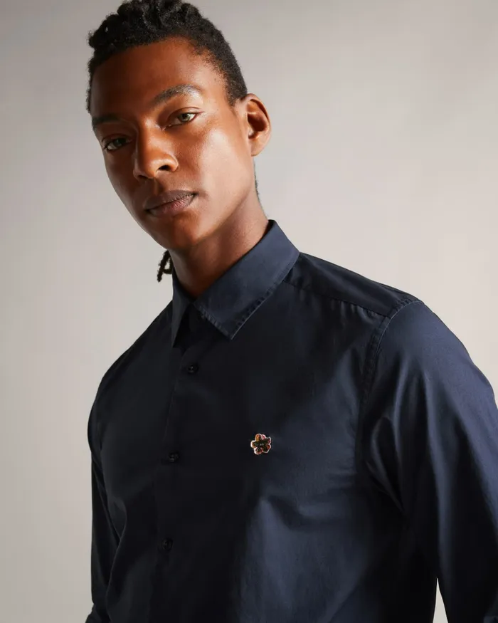 Men FONIK 8211 Poplin Shirt Navy Ted Baker Shirts