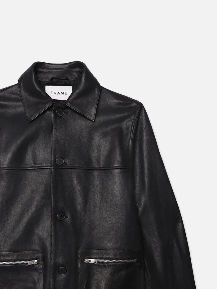 Men FRAME Leather and Suede Utility Leather Jacket Men FRAME Leather and Suede Utility Leather Jacket