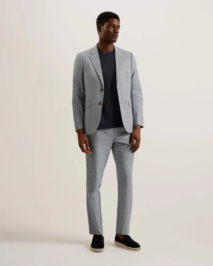 Men FRANKT 8211 Slim Fit Pinstripe Tailored Trousers Light Grey Ted Baker Suits Men FRANKT 8211 Slim Fit Pinstripe Tailored Trousers Light Grey Ted Baker Suits