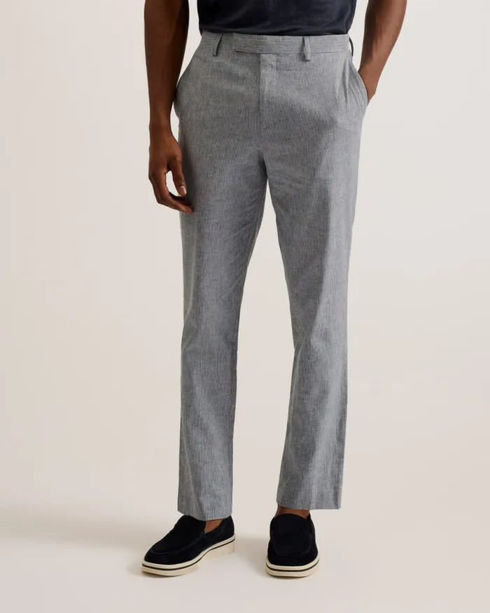 Men FRANKT 8211 Slim Fit Pinstripe Tailored Trousers Light Grey Ted Baker Suits Men FRANKT 8211 Slim Fit Pinstripe Tailored Trousers Light Grey Ted Baker Suits