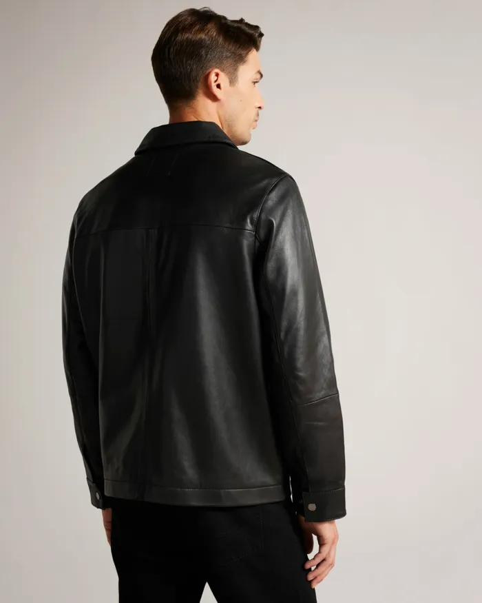 Men GARRY 8211 Leather Shacket Black Ted Baker Coats and Jackets Men GARRY 8211 Leather Shacket Black Ted Baker Coats and Jackets